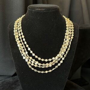 Lovely Chico's Multi-Strand Short Silver Tone Chain of Dots Necklace Adjustable